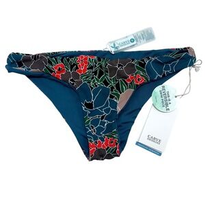 Carve Designs‎ Sanitas Reversible Bikini Bottom Floral Teal Blue Red Size Small
